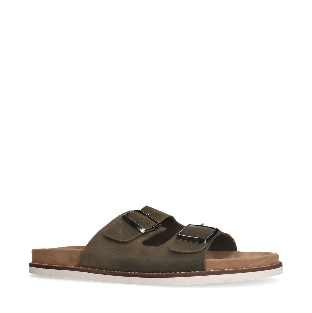 Grüne Veloursleder-Sandalen