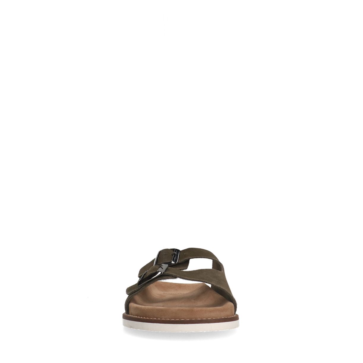Grüne Veloursleder-Sandalen