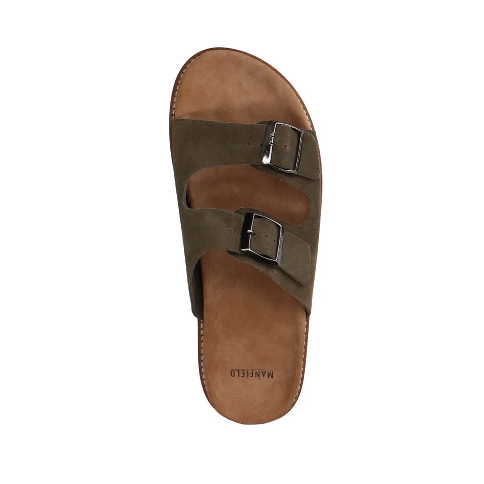 Grüne Veloursleder-Sandalen