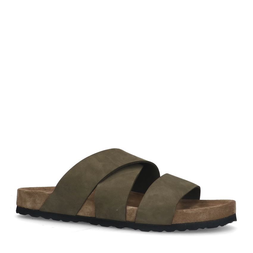 Khaki nubuck slippers