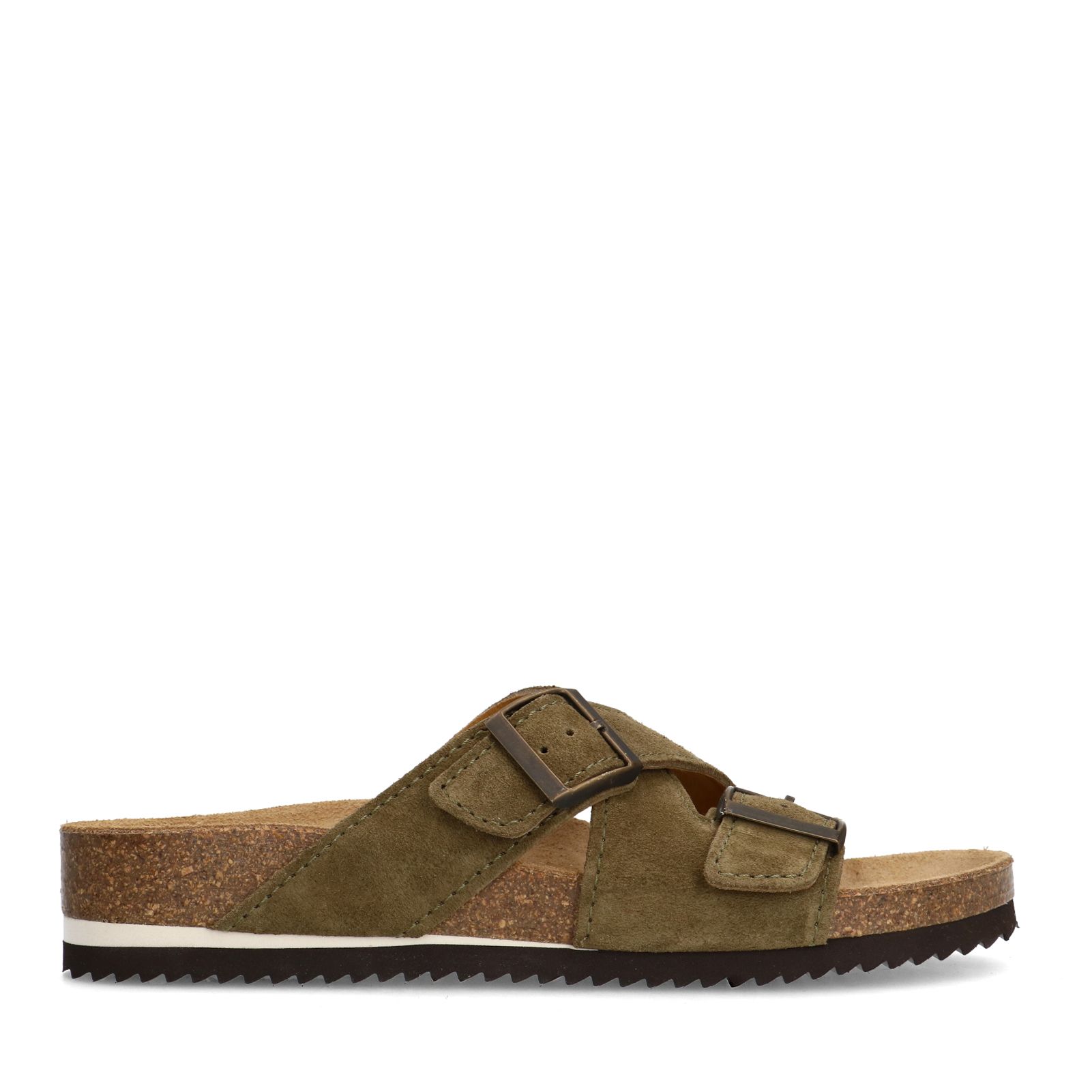 Grüne Veloursleder-Sandalen