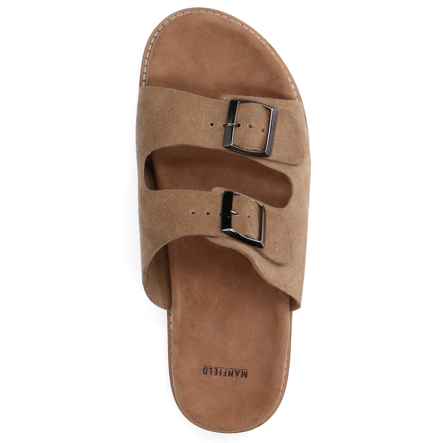 Beigefarbene Veloursleder-Sandalen | Zehentrenner | Manfield 