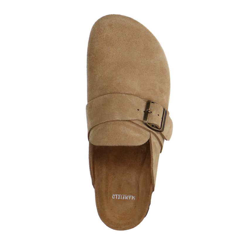 Beige suède slip ons