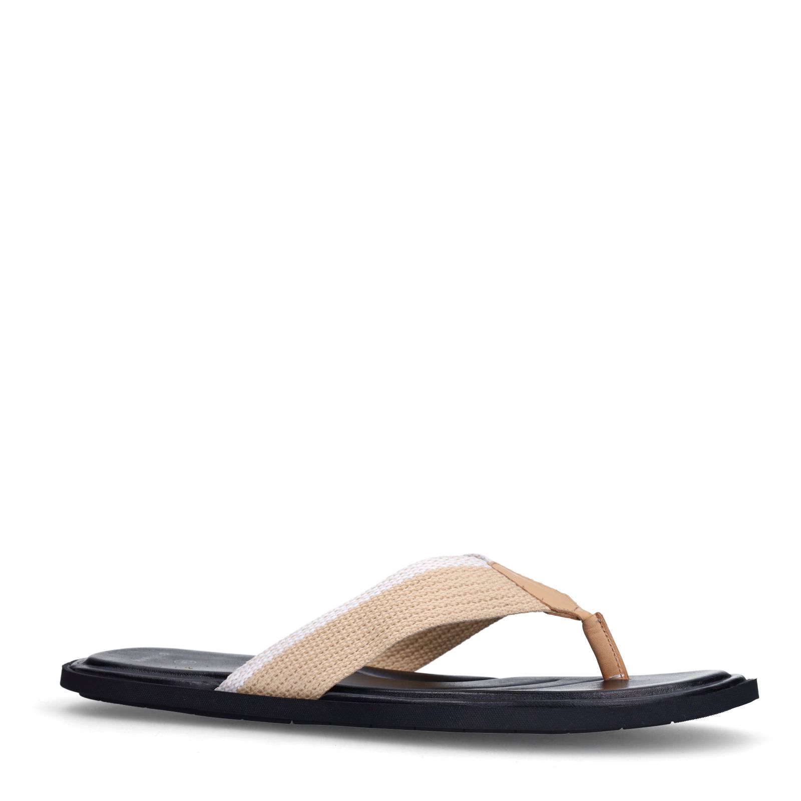 Beigefarbene Canvas-Sandalen