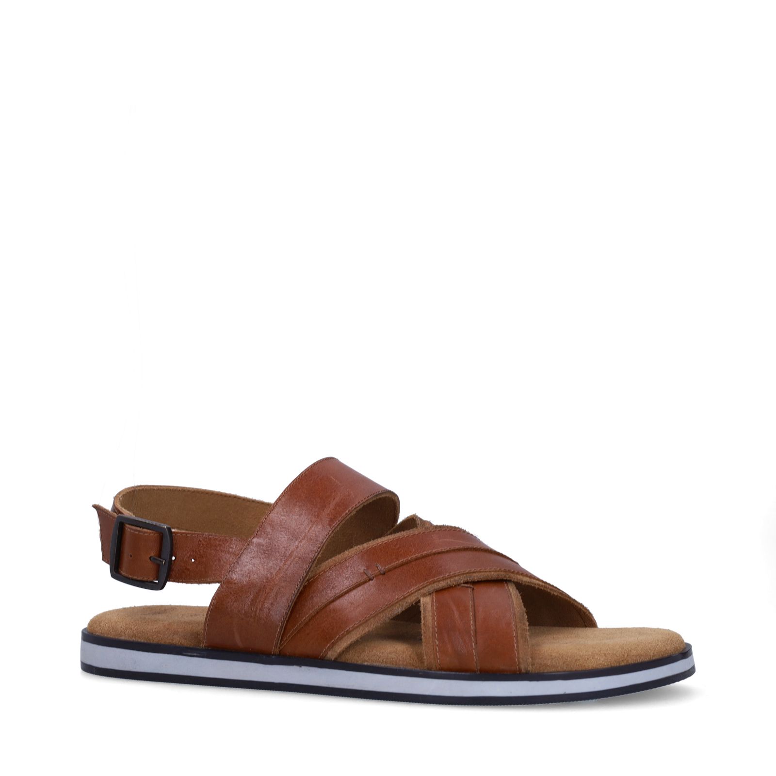 Cognac leren sandalen