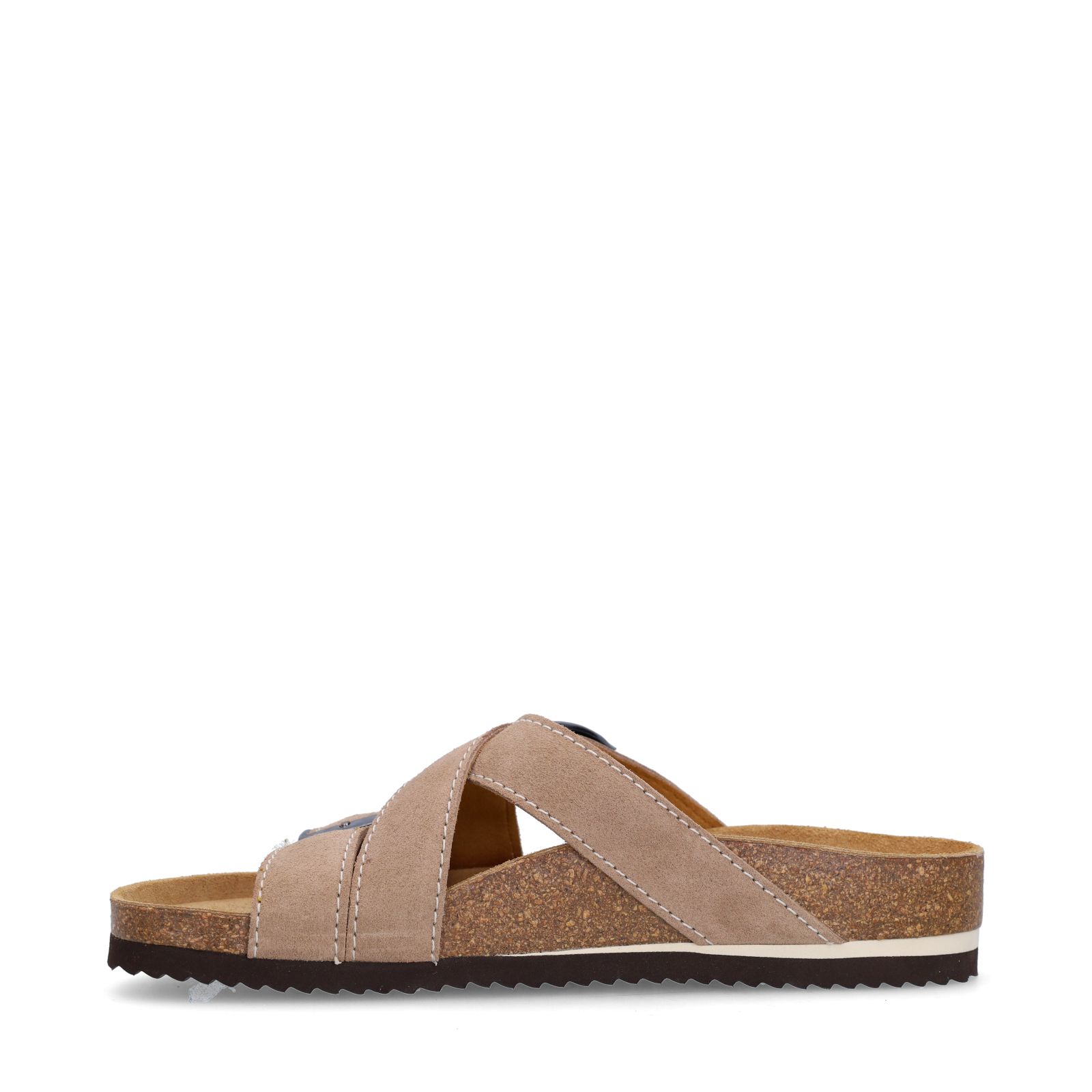 Beigefarbene Veloursleder-Sandalen