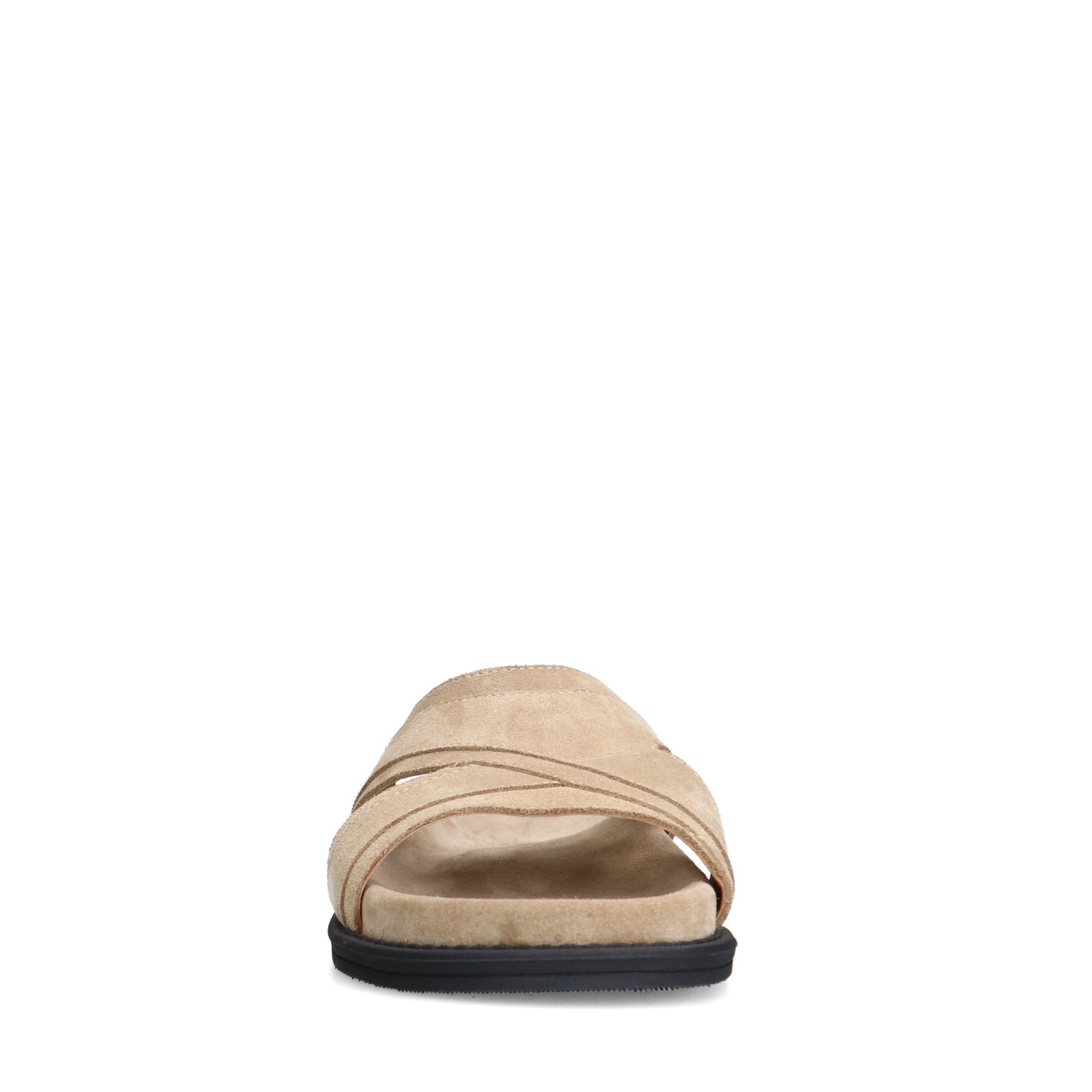 Beigefarbene Veloursleder-Sandalen