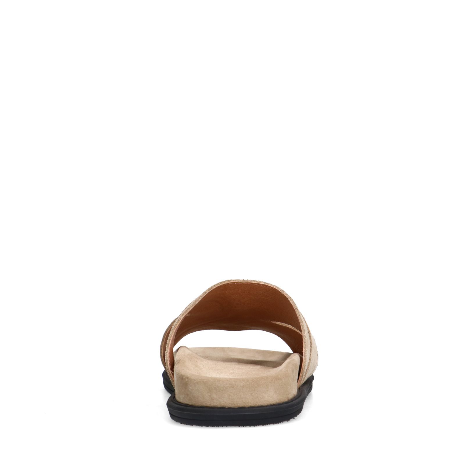 Beigefarbene Veloursleder-Sandalen