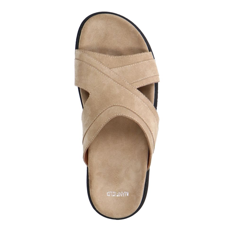 Beigefarbene Veloursleder-Sandalen