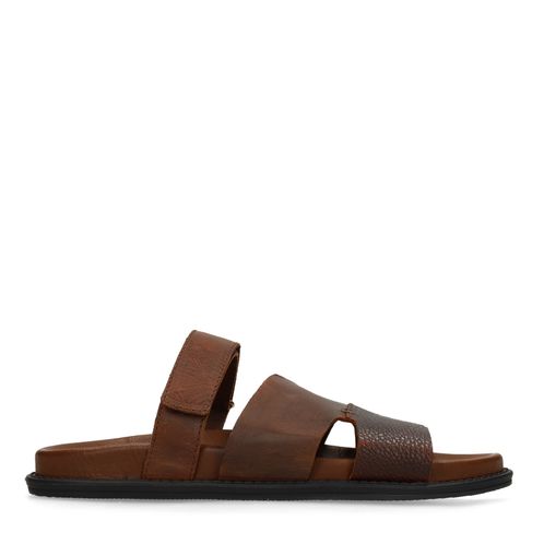 Cognac leren slippers