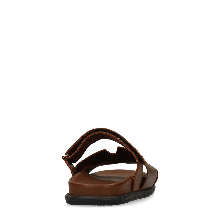 Cognacfarbene Ledersandalen