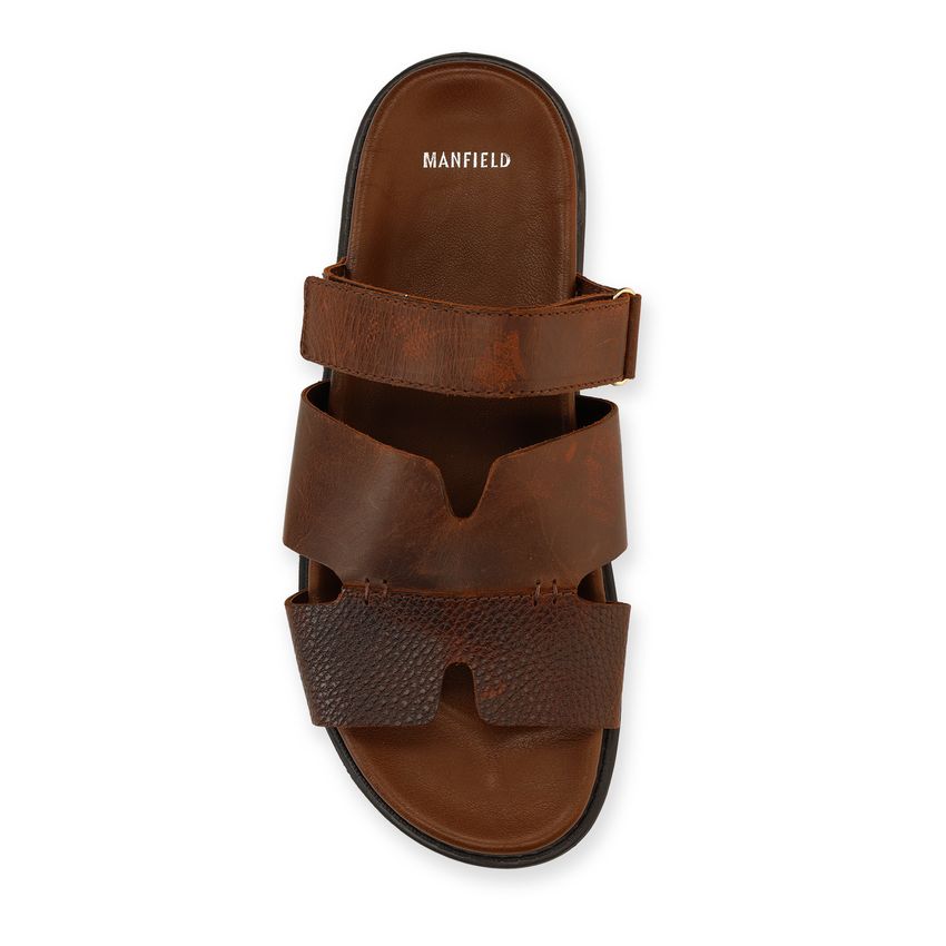 Cognacfarbene Ledersandalen