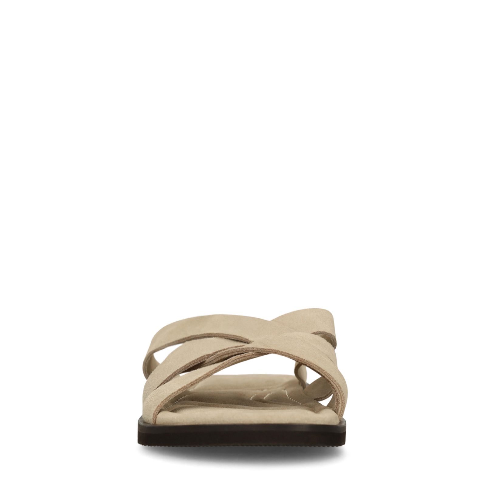 Beige suède gevlochten slippers