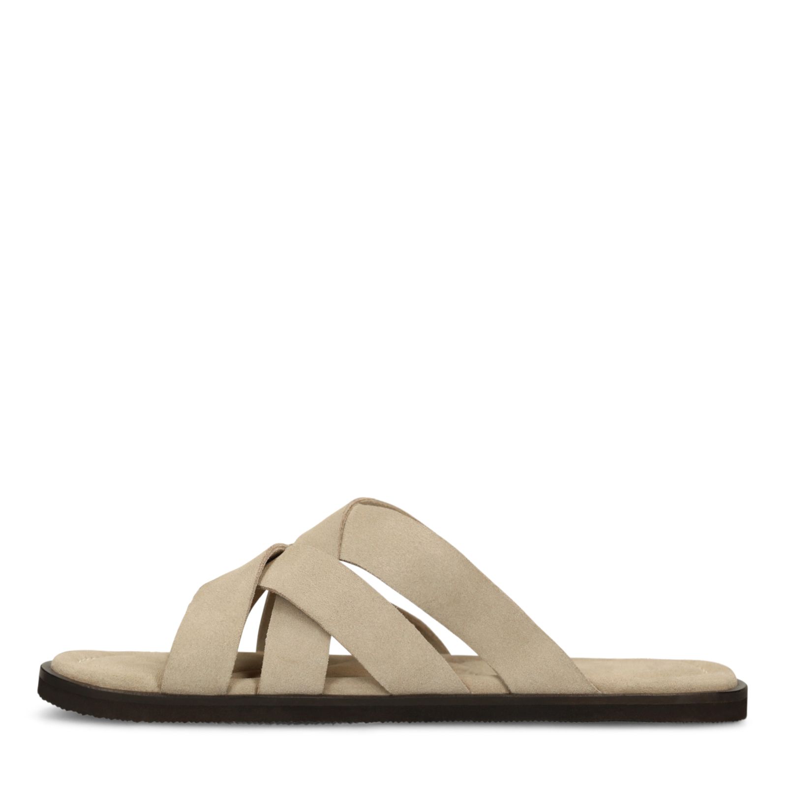 Beige suède gevlochten slippers