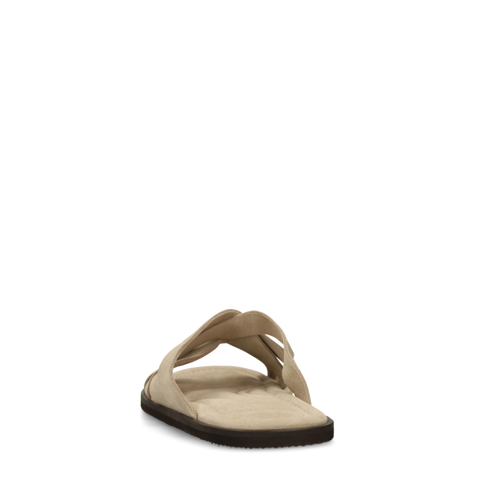 Beige suède gevlochten slippers