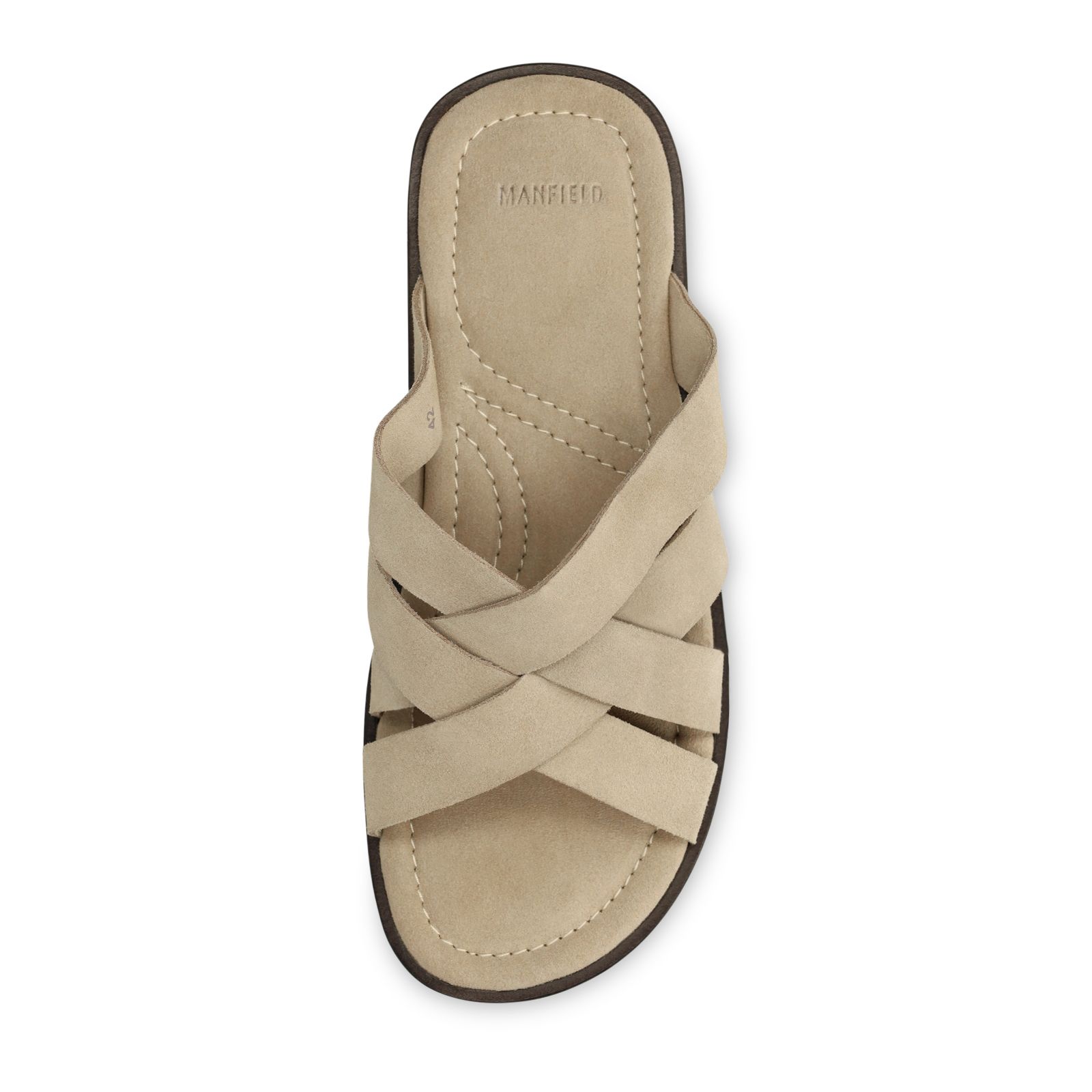 Beige suède gevlochten slippers