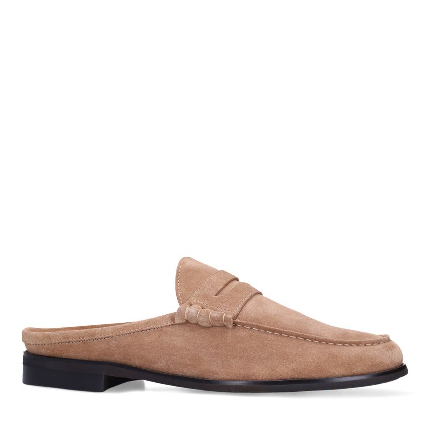 Taupefarbene Veloursleder-Loafer