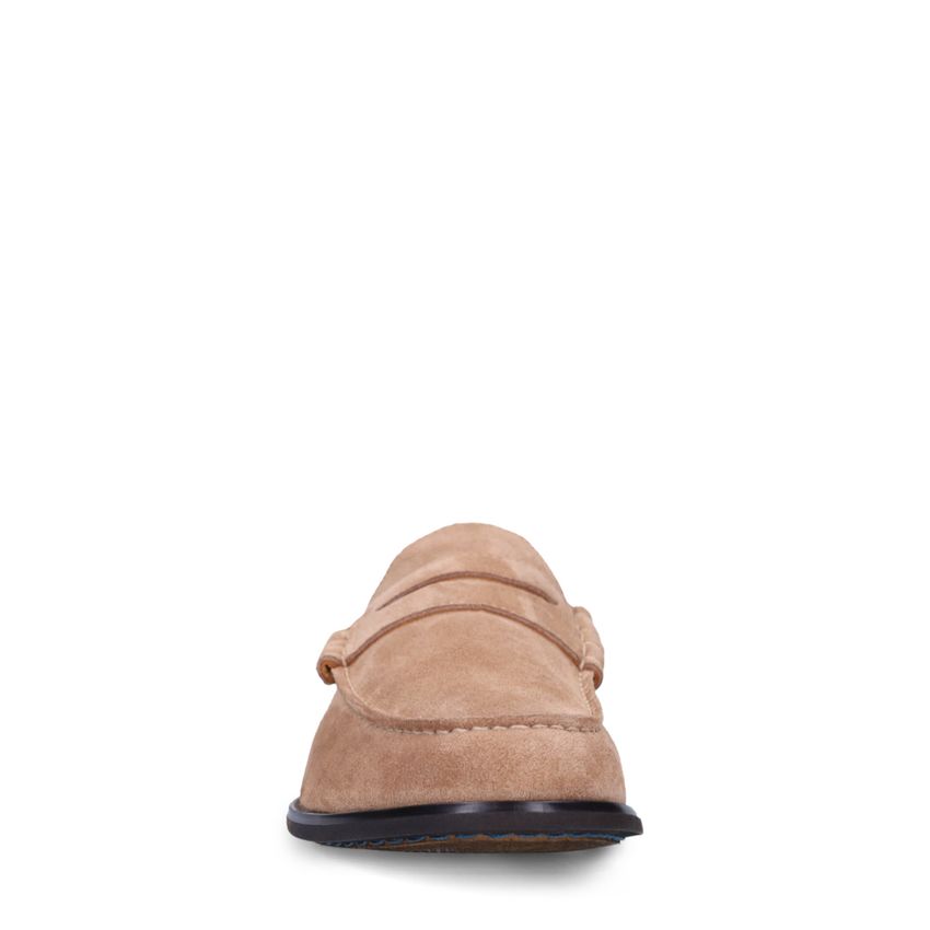 Taupefarbene Veloursleder-Loafer