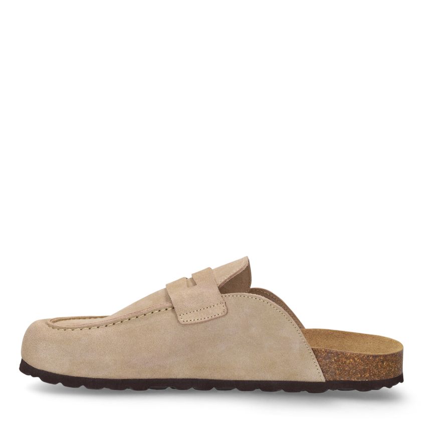 Beige suède clogs