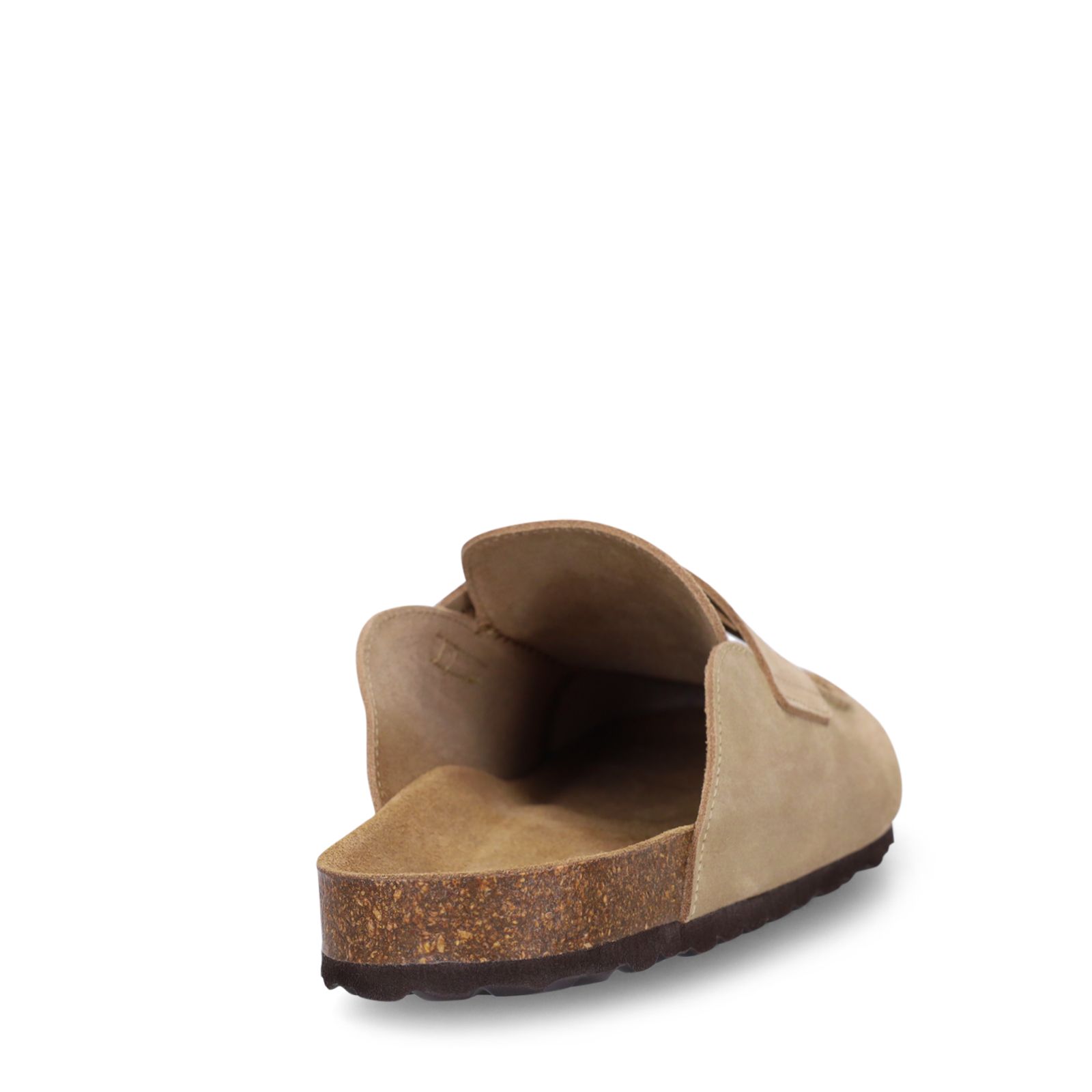Beigefarbene Veloursleder-Clogs