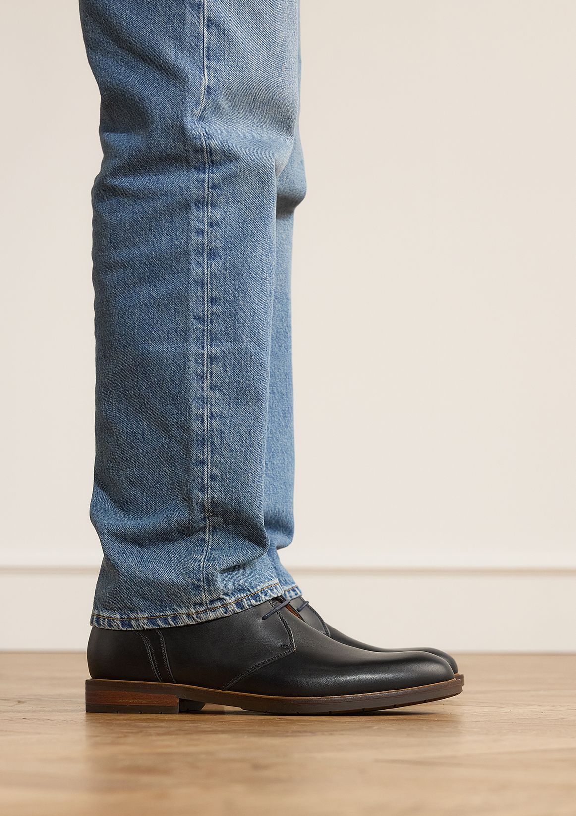 Zwarte Boston leren veterschoenen