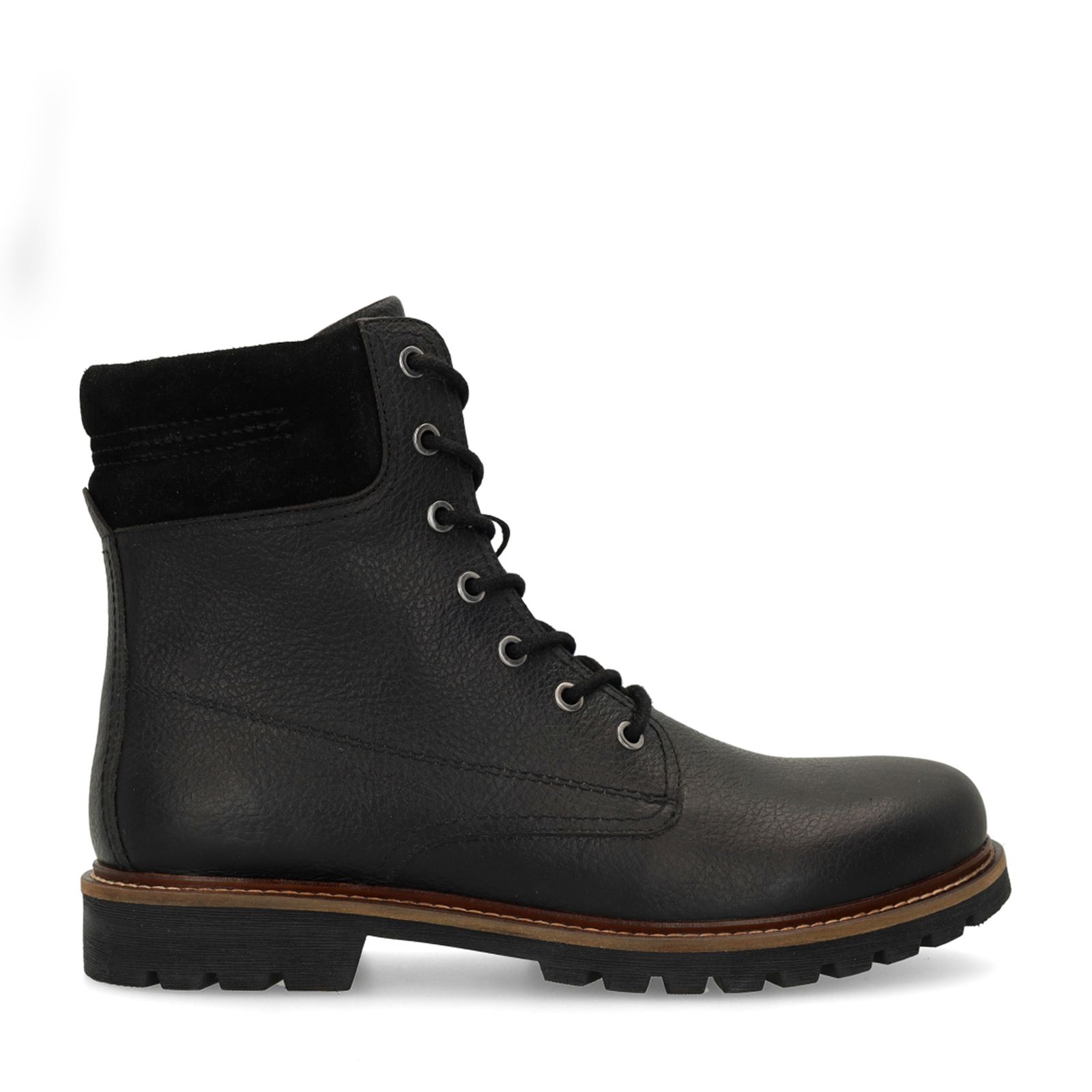 Schwarze Lederschnürboots