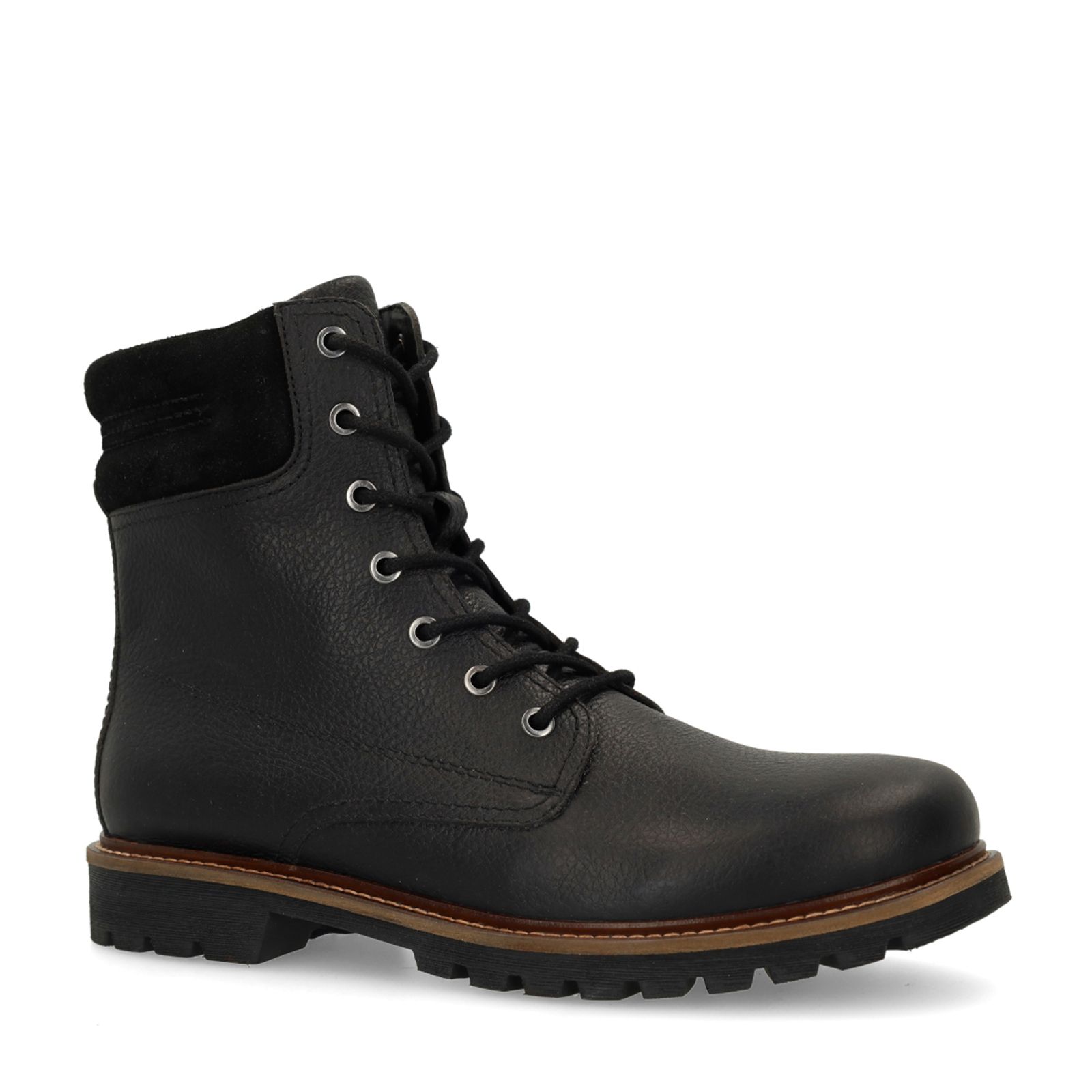 Schwarze Lederschnürboots