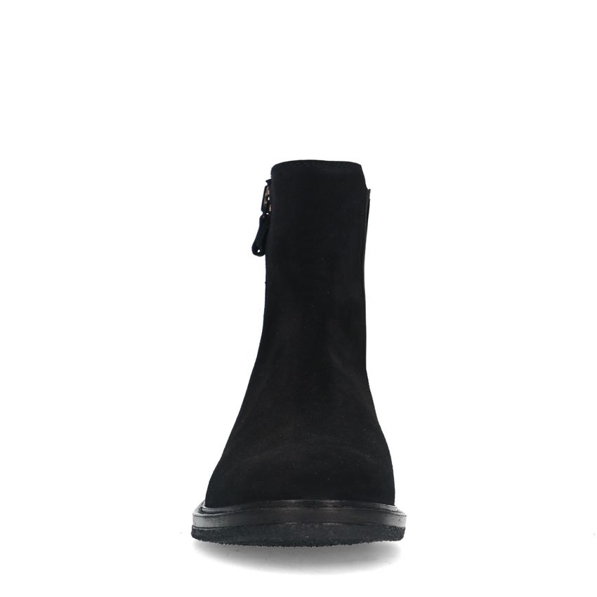Zwarte suède chelsea boots met leren details