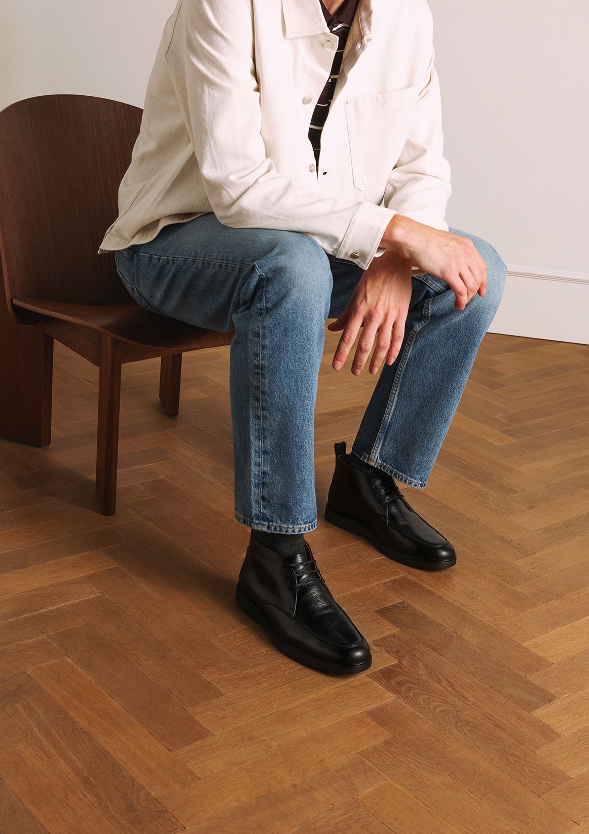 Zwarte leren veterschoenen
