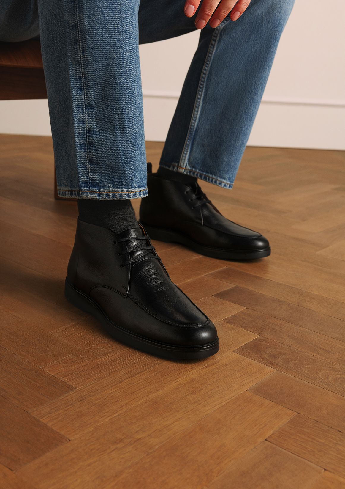 Zwarte leren veterschoenen