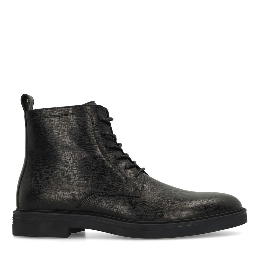 Schwarze Lederschnürboots