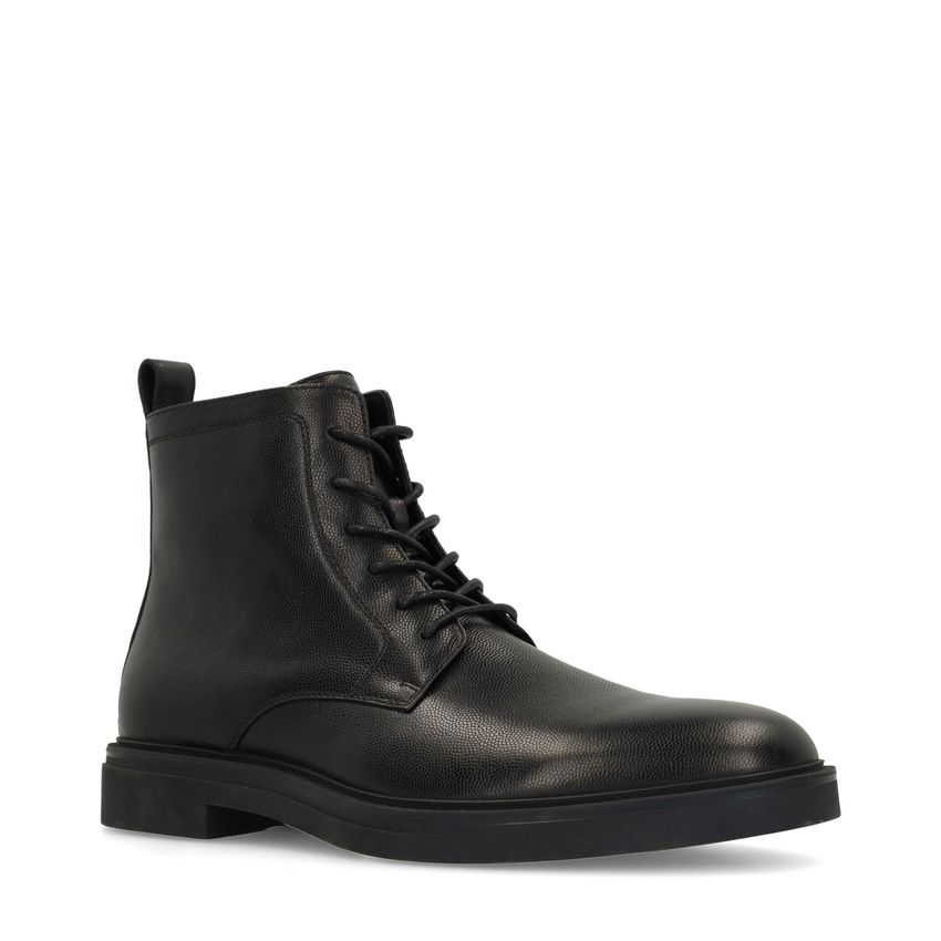 Schwarze Lederschnürboots