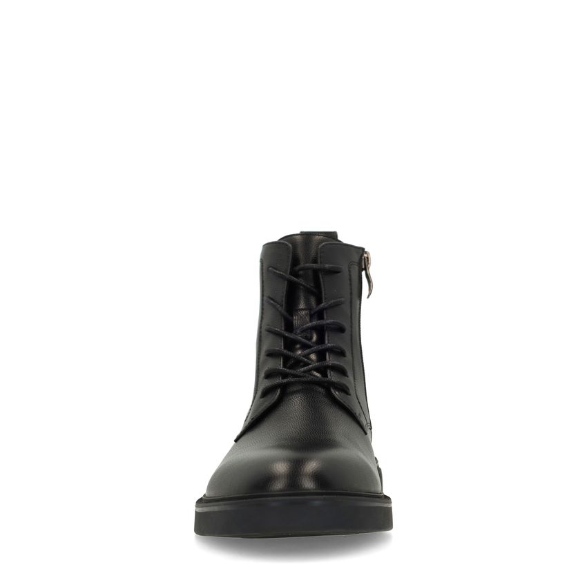 Schwarze Lederschnürboots