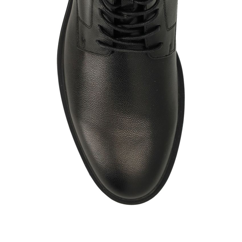 Schwarze Lederschnürboots