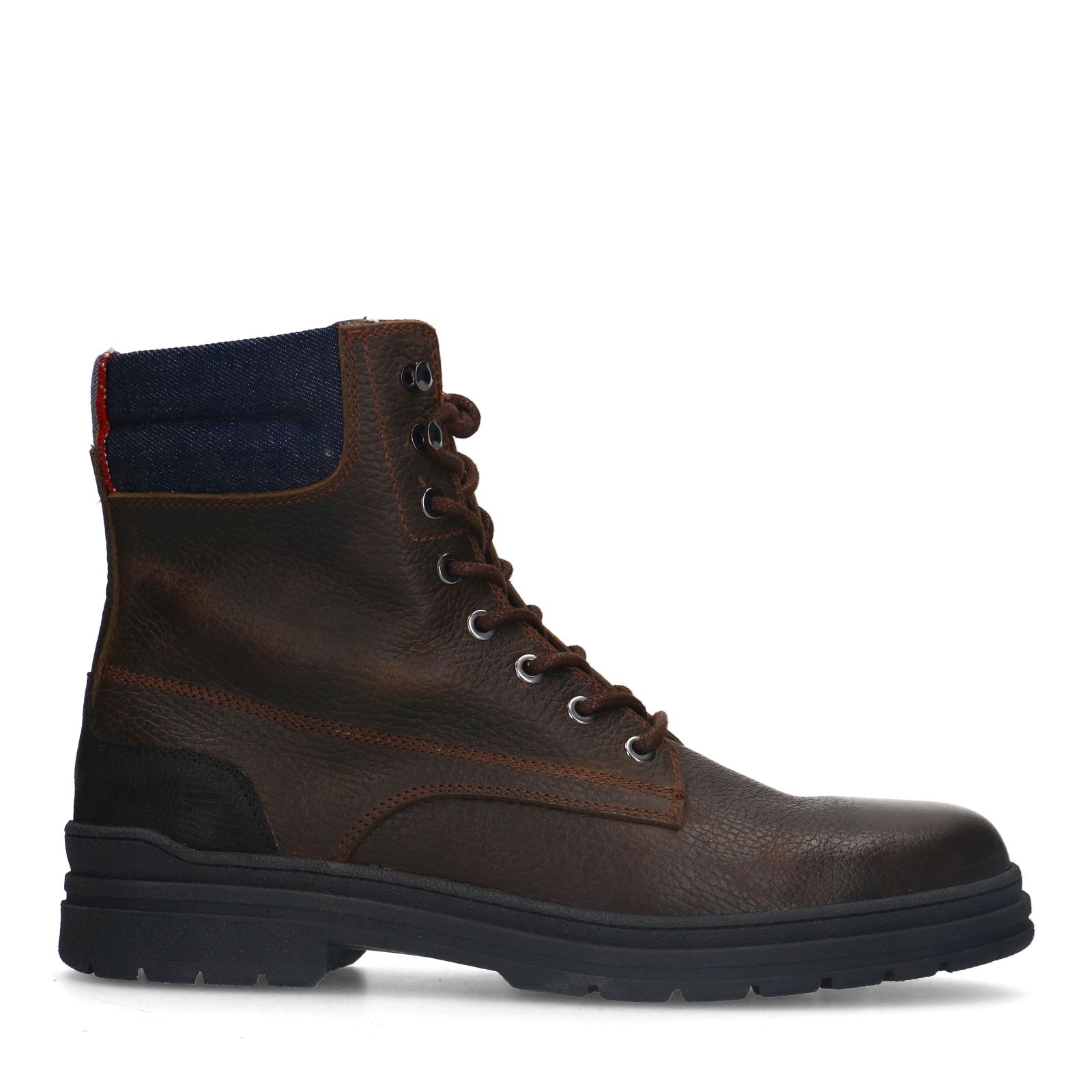 Donkerbruine leren veterboots