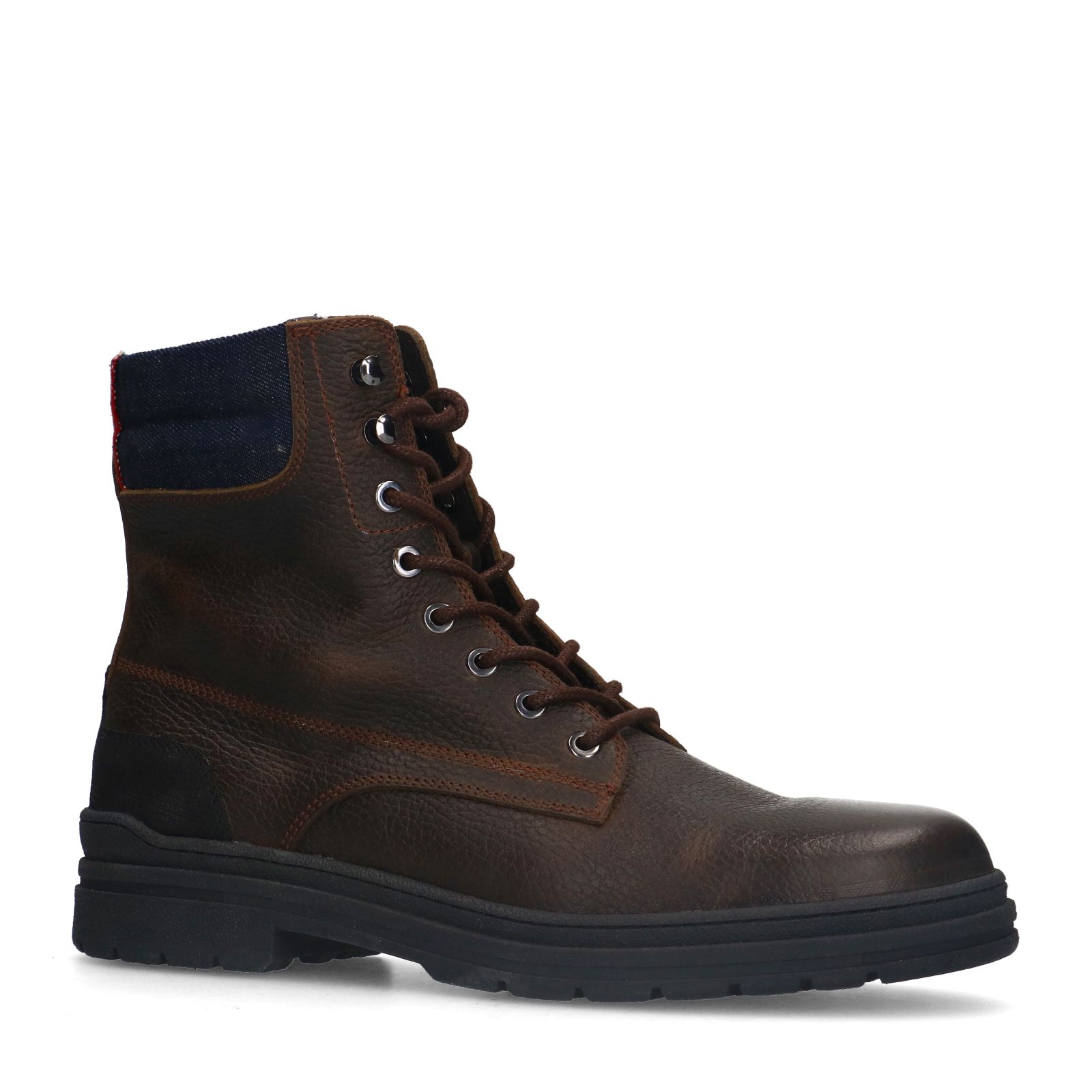 Donkerbruine leren veterboots