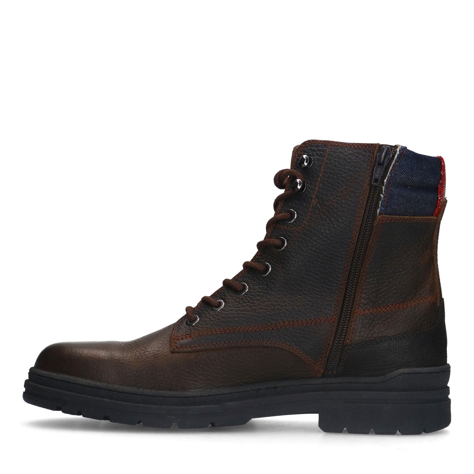 Donkerbruine leren veterboots