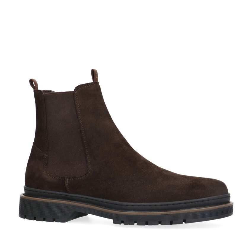 Donkerbruine suède chelsea boots