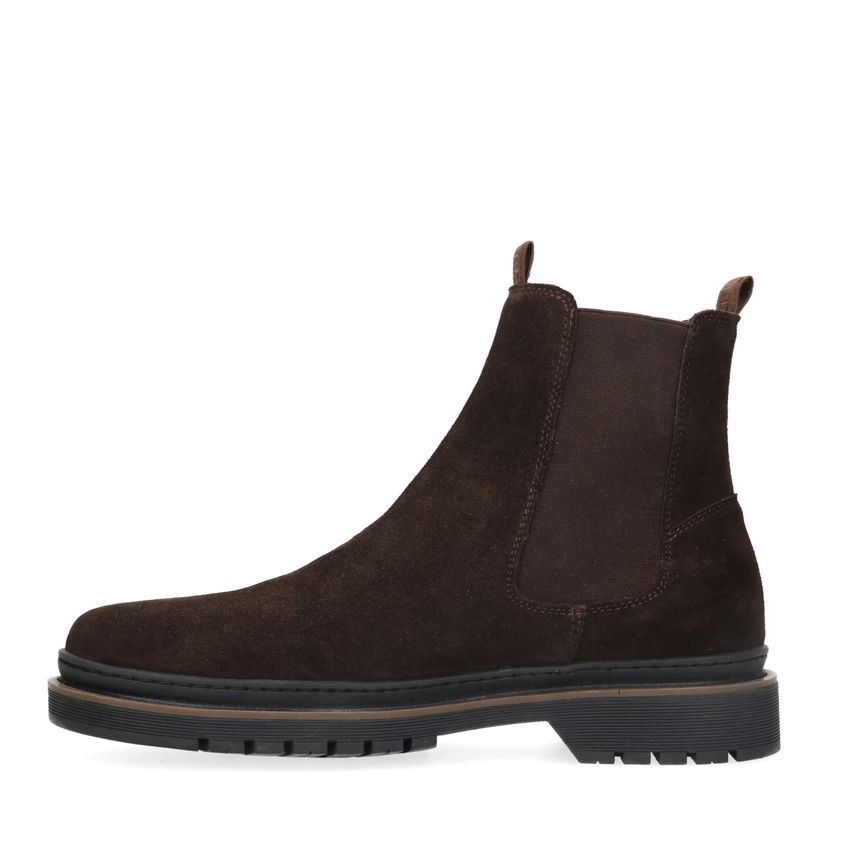 Donkerbruine suède chelsea boots