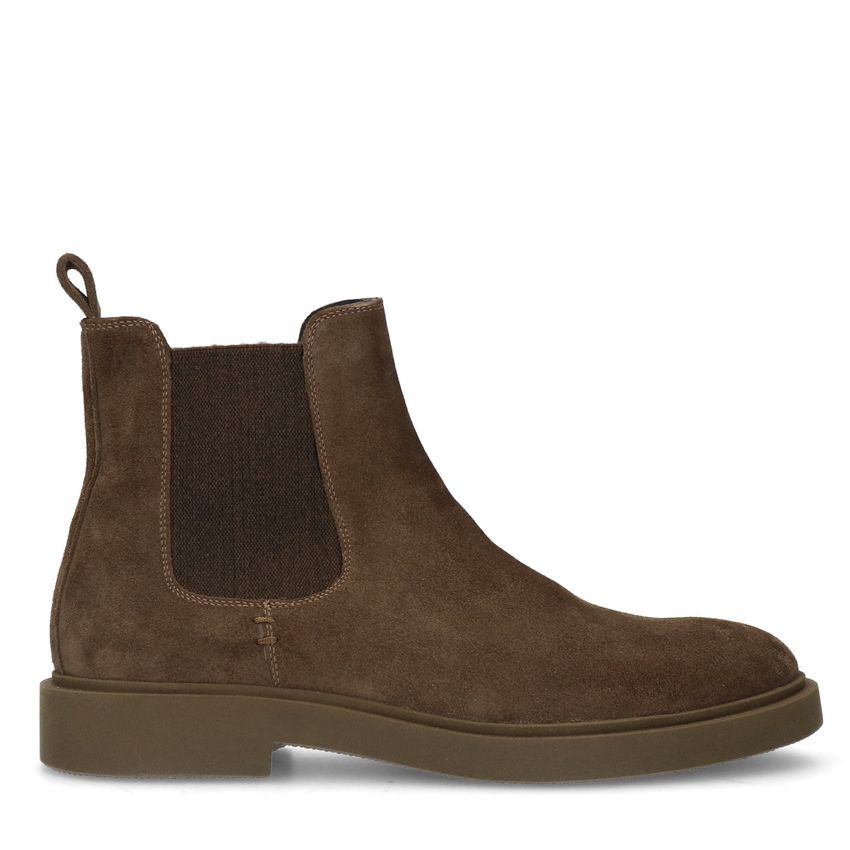 Dunkelbraune Chelsea Boots aus Veloursleder