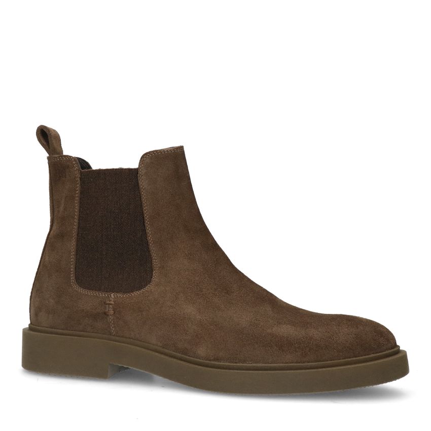 Dunkelbraune Chelsea Boots aus Veloursleder