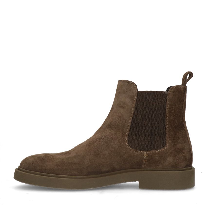 Dunkelbraune Chelsea Boots aus Veloursleder