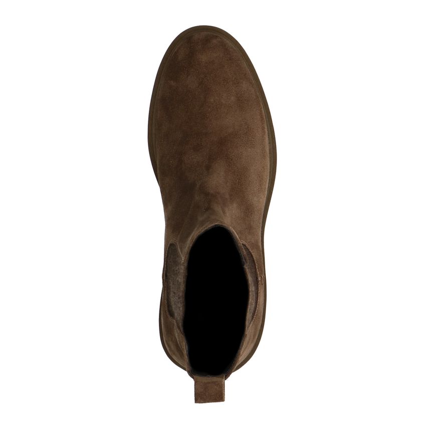 Dunkelbraune Chelsea Boots aus Veloursleder