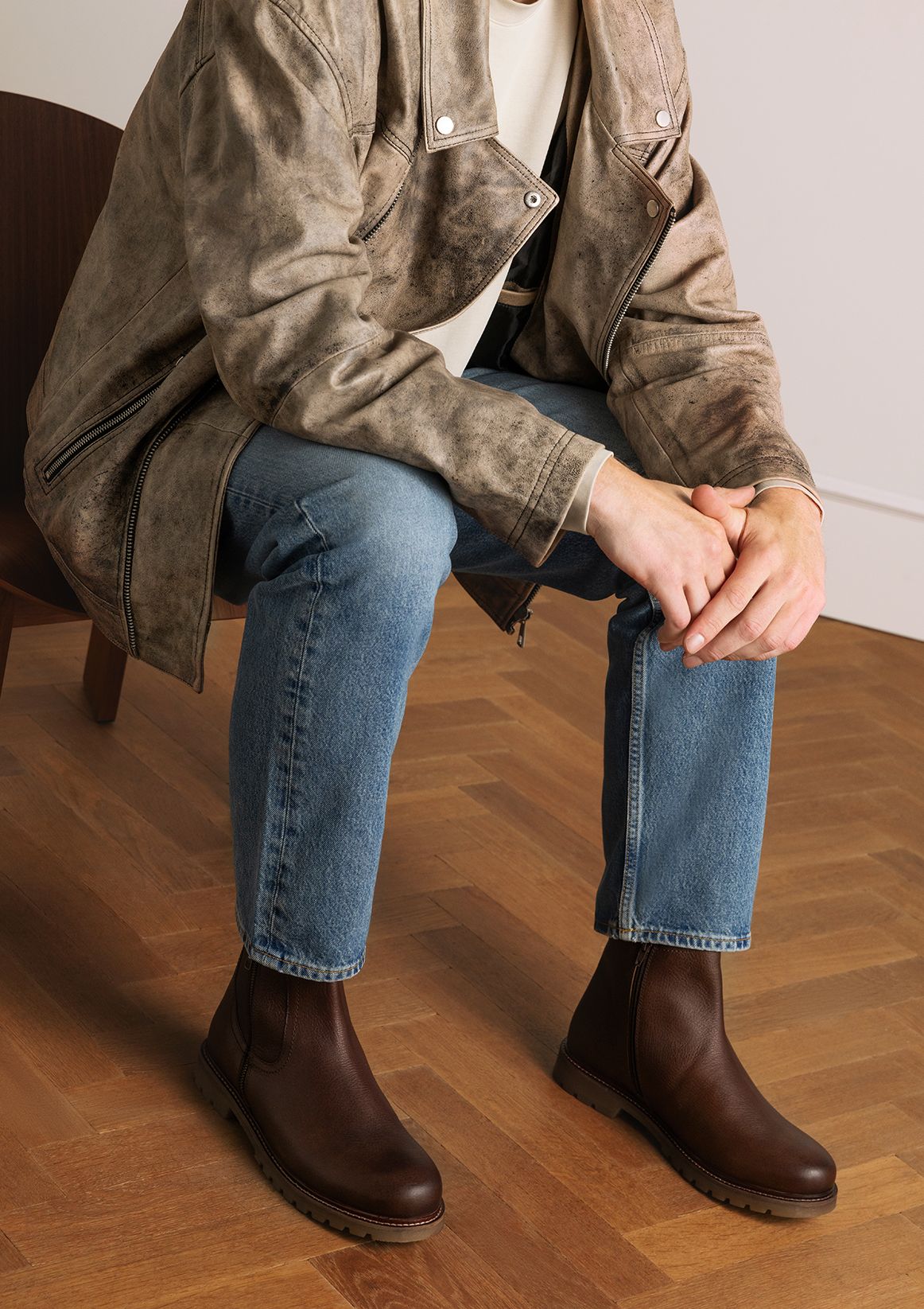 Bruine leren chelsea boots