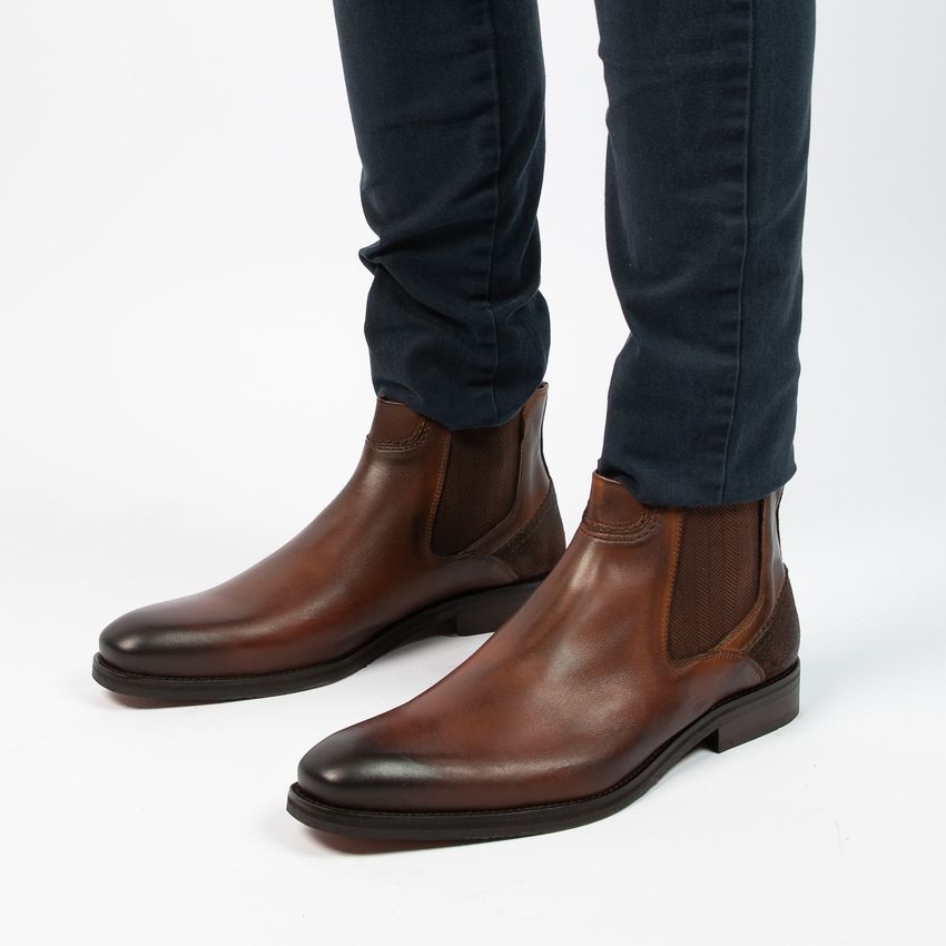 Donkerbruine leren chelsea boots