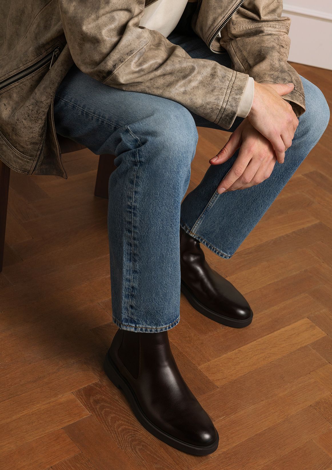 Braune Chelsea Boots aus Leder