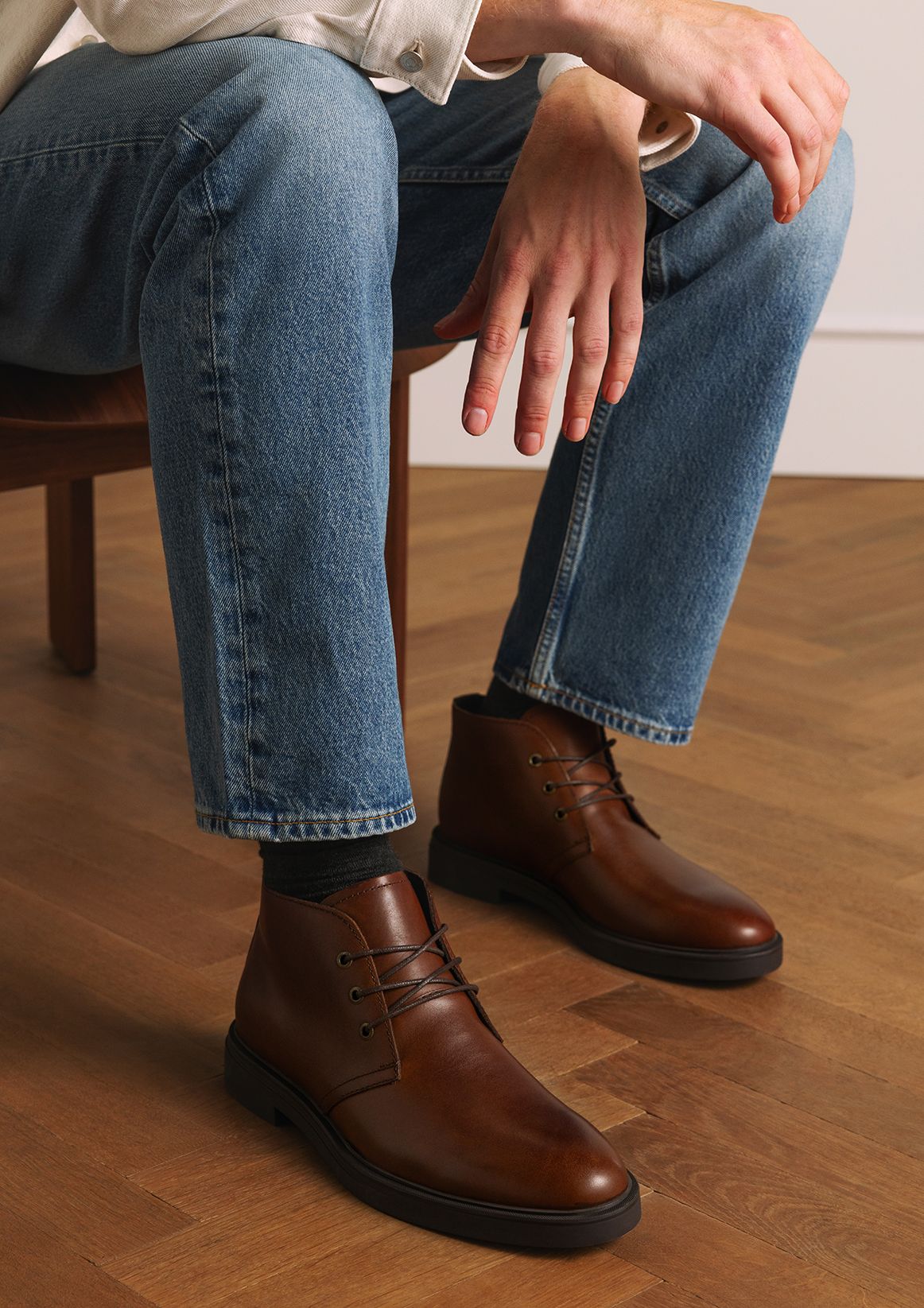 Bruine leren veterboots