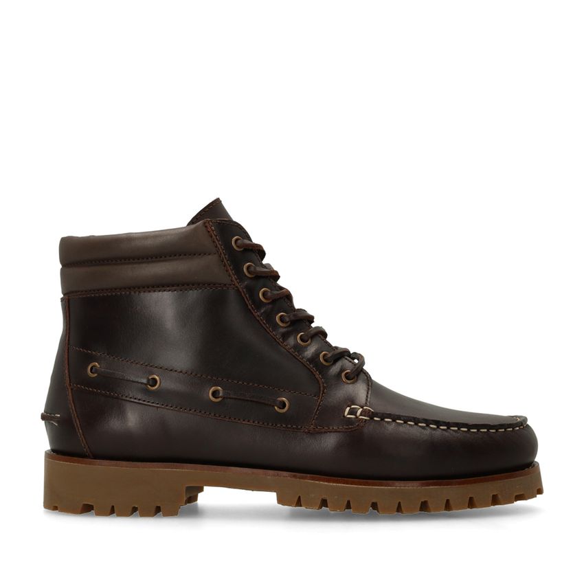 Donkerbruine leren veterboots