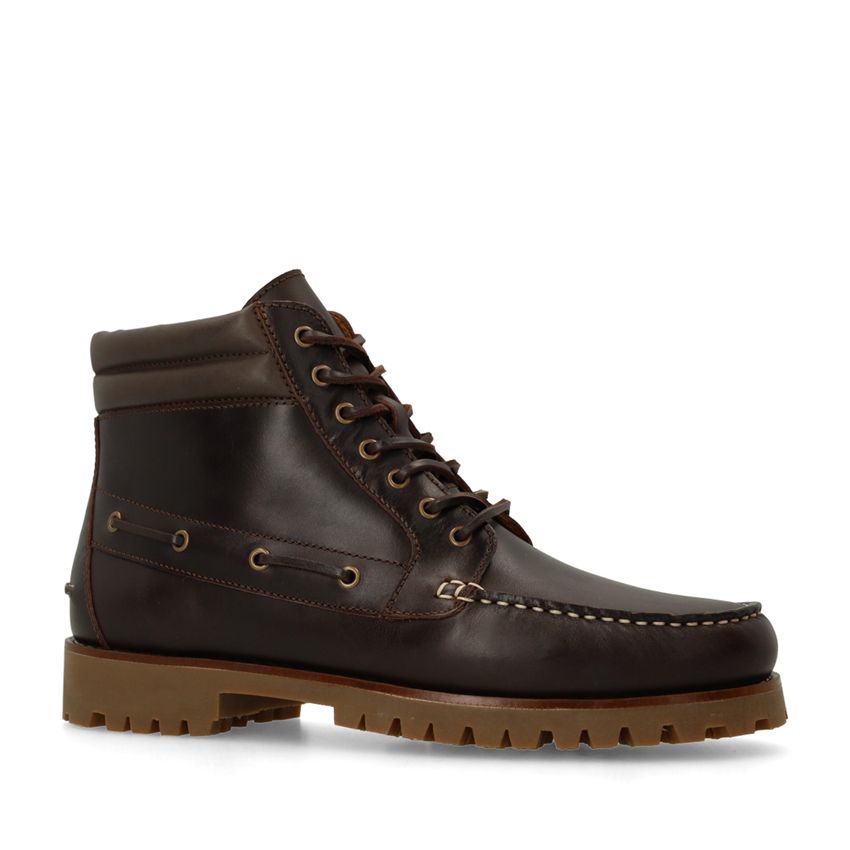 Donkerbruine leren veterboots