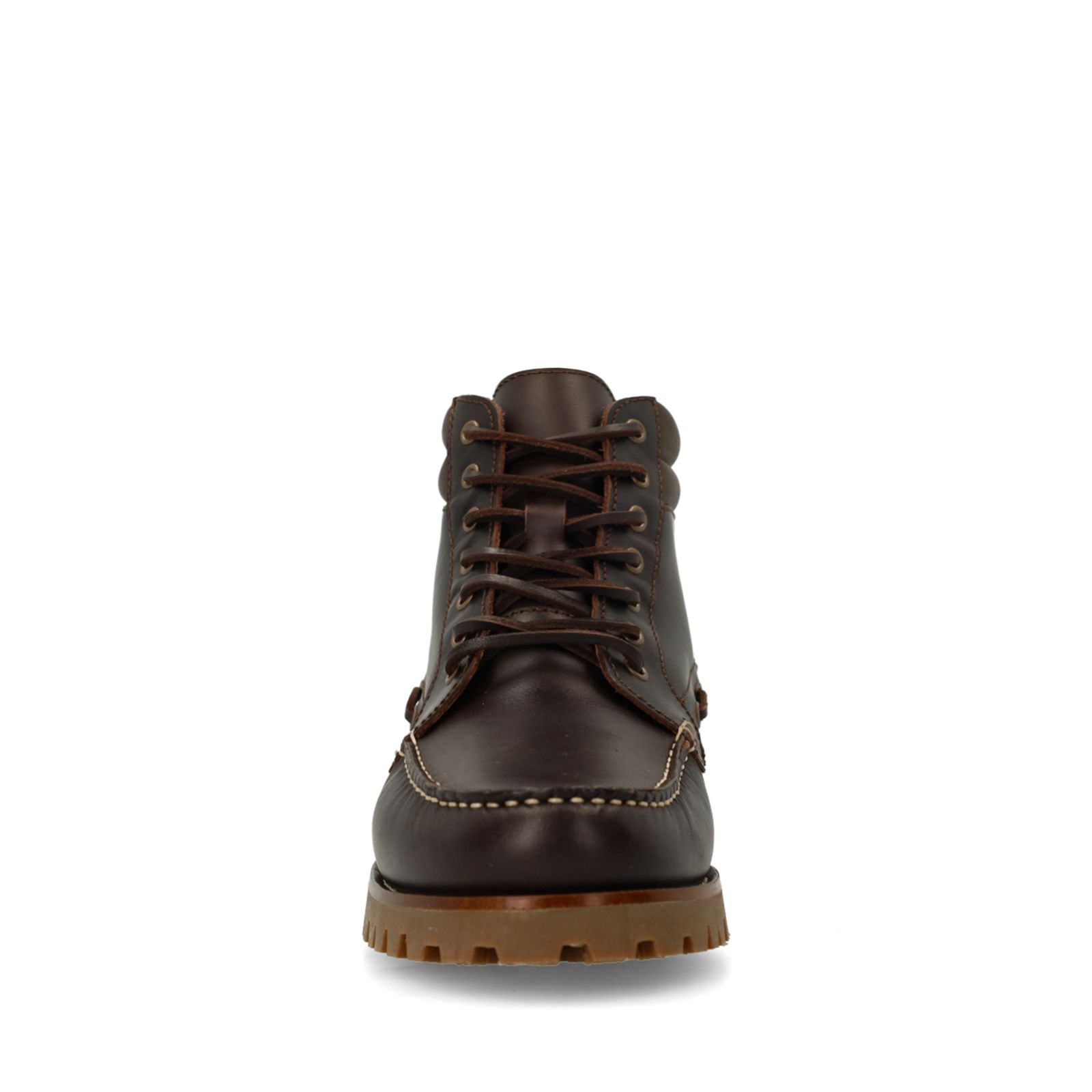 Donkerbruine leren veterboots